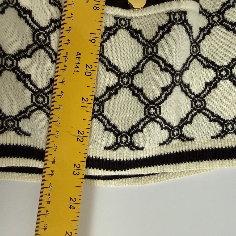 Talbots V-Neck Cardigan Lattice Jacquard XL Black Off White Career Casual Preppy - Picture 9 of 9